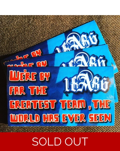 100 x Arsenal We're By Far Blue 5cmx9cm Stickers